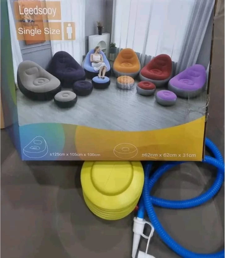 Leedsooy Inflatable Pouf Sofa Chair with Footrest ā Single Seat Portable Air Lounge - Smart Gate