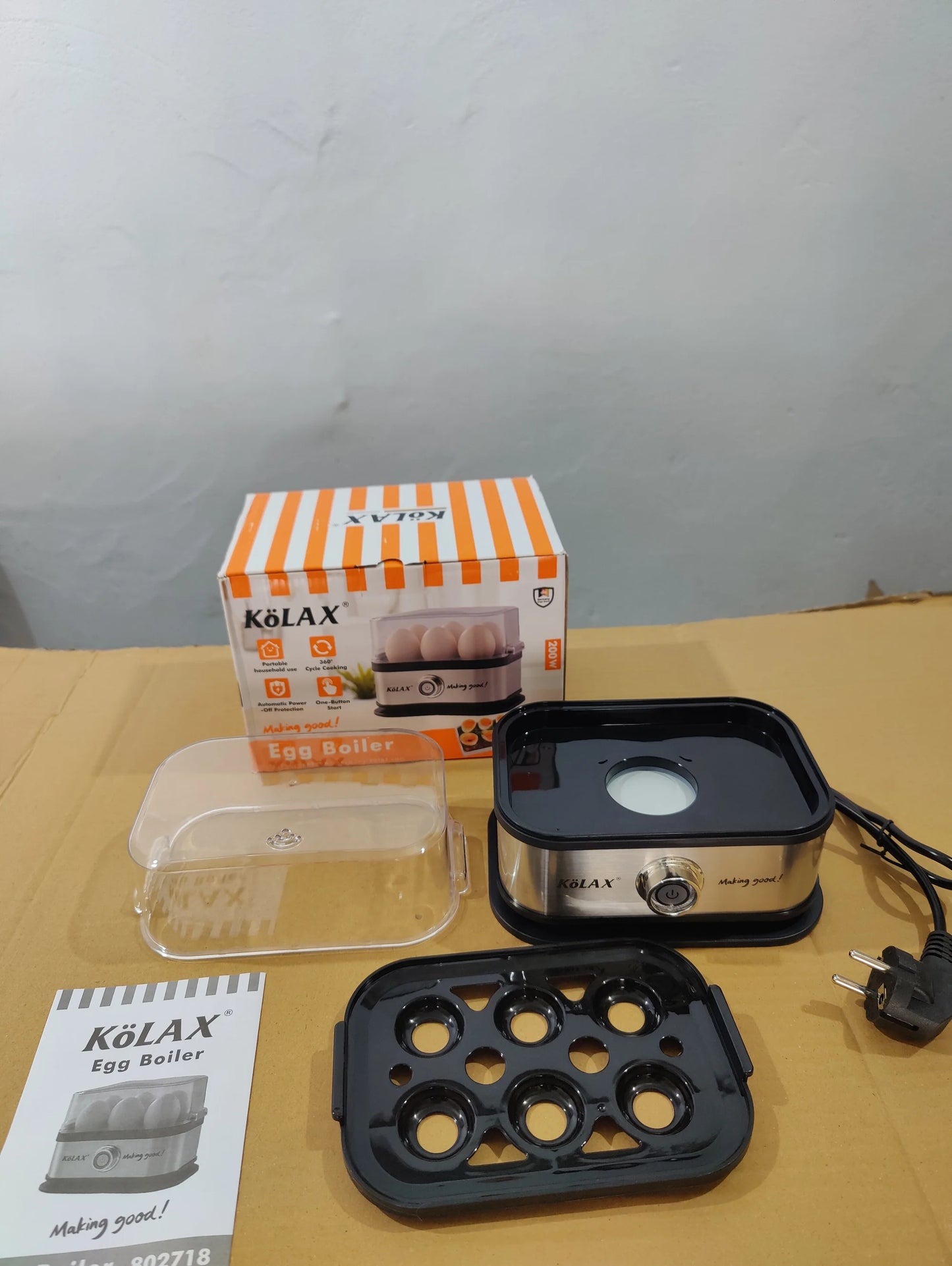 KOLAX 200 W Egg Boiler – Fast & Safe Automatic Egg Cooker with Stainless Steel Plate & One-Touch Operation - Smart Gate