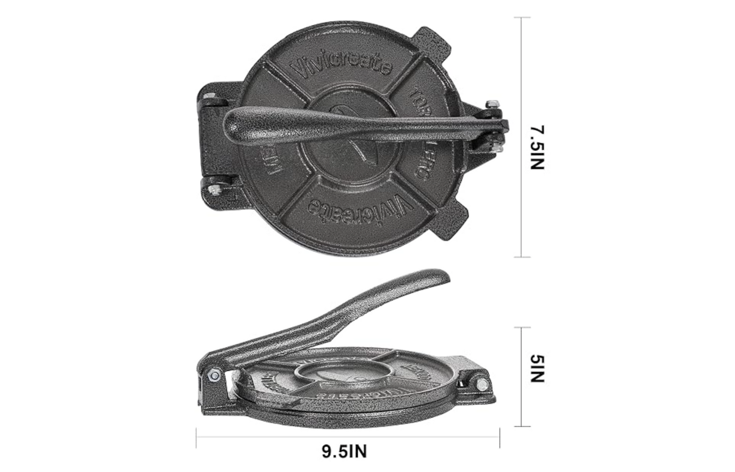 Vivicreate 8-Inch Cast Iron Tortilla Press – Heavy Duty Manual Dough Press for Tortillas, Roti, Chapati & Quesadillas