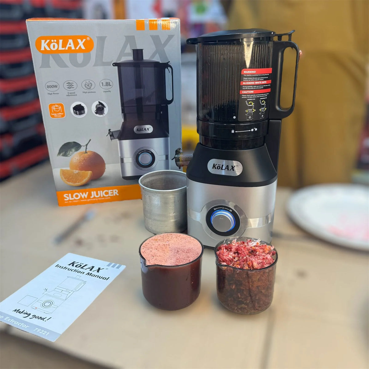 Kolax Cold Press Slow Juicer 1500W – Juice Extractor for Fresh Healthy Drinks - Smart Gate