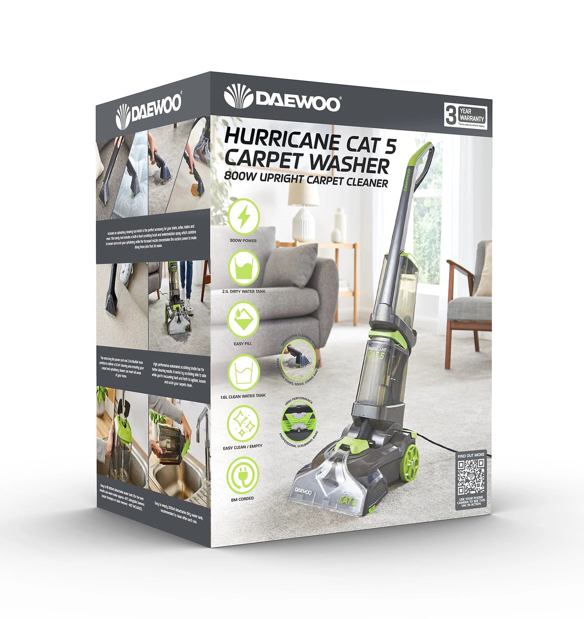 Daewoo Hurricane Cat 5 Upright Carpet Washer with Handheld Upholstery Tool - Smart Gate