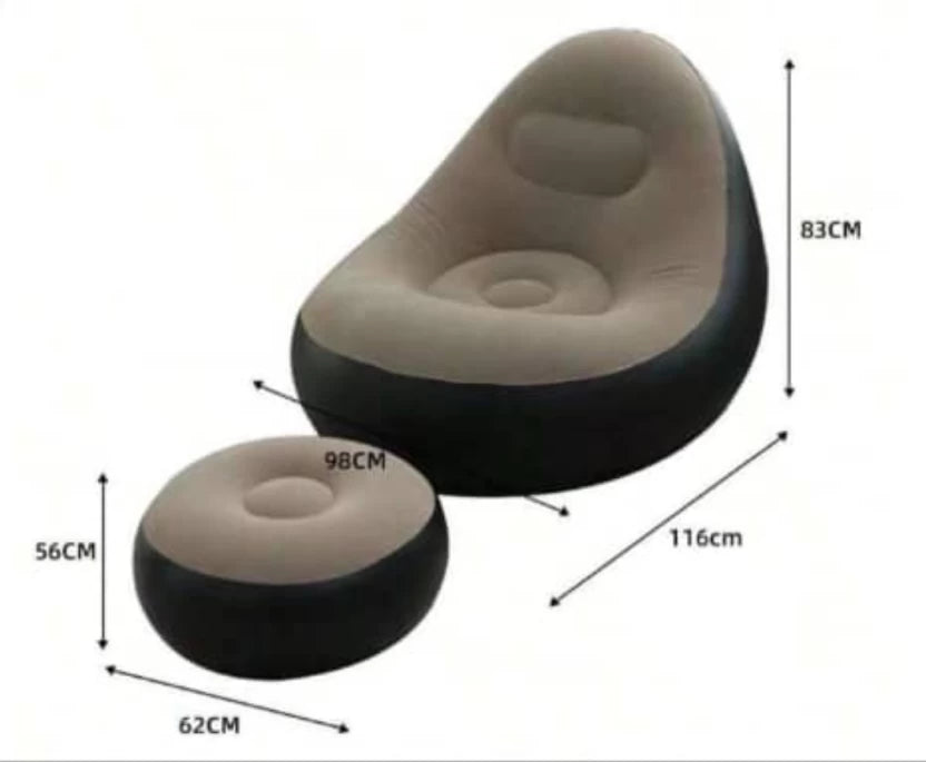 Leedsooy Inflatable Pouf Sofa Chair with Footrest – Single Seat Portable Air Lounge - Smart Gate