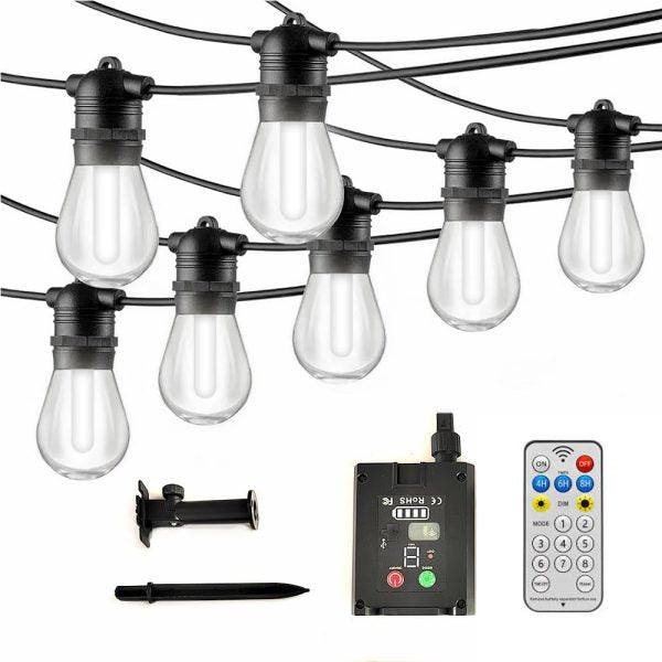 RixME Solar String Lights 10m – Waterproof Outdoor LED Bulb Lights with RGB Modes - Smart Gate