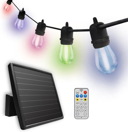 RixME Solar String Lights 10m – Waterproof Outdoor LED Bulb Lights with RGB Modes - Smart Gate