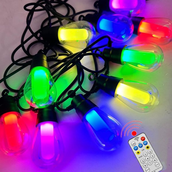 RixME Solar String Lights 10m – Waterproof Outdoor LED Bulb Lights with RGB Modes - Smart Gate