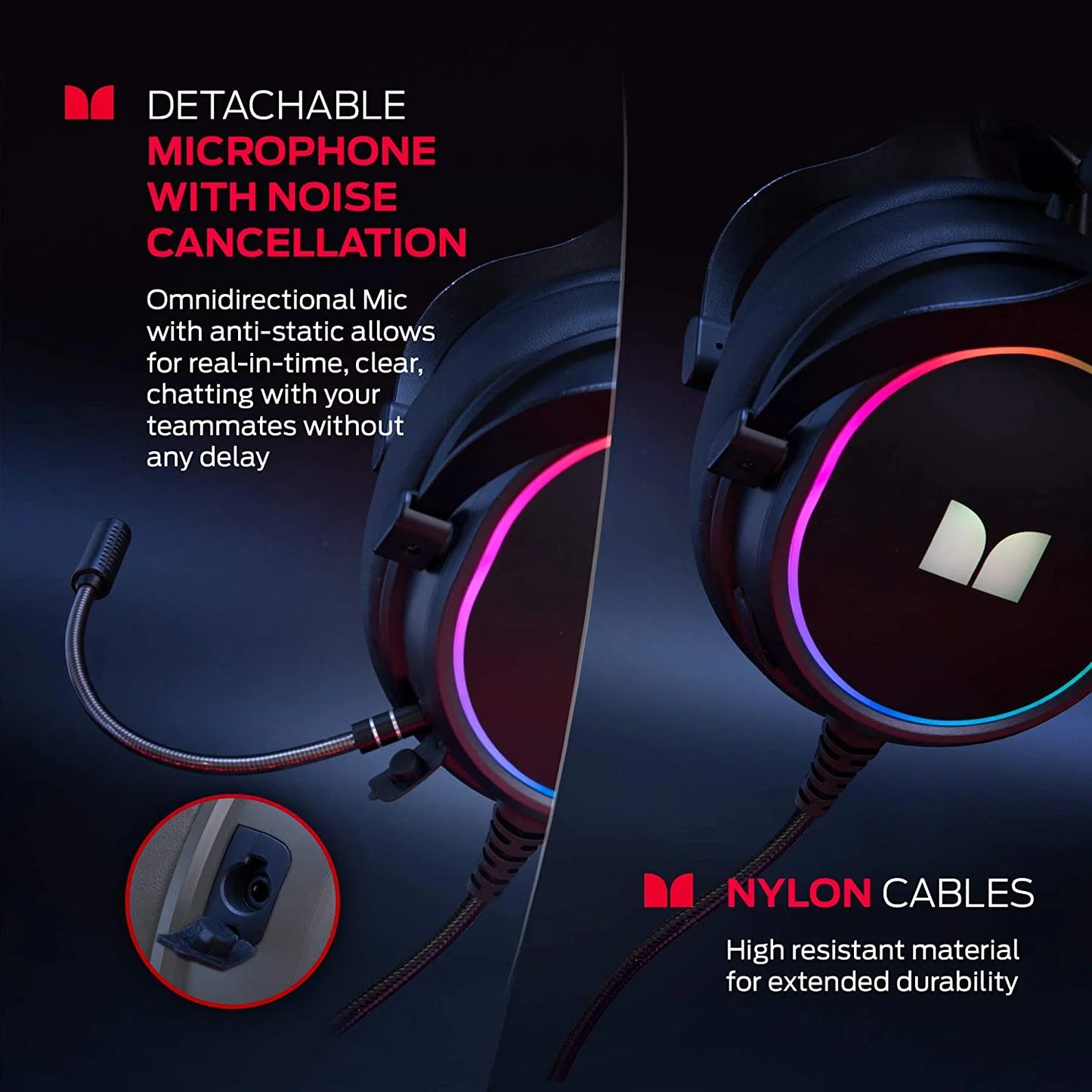 Monster Alpha RGB Gaming Headset – 7.1 Virtual Surround, Detachable ENC Mic, LED Lighting