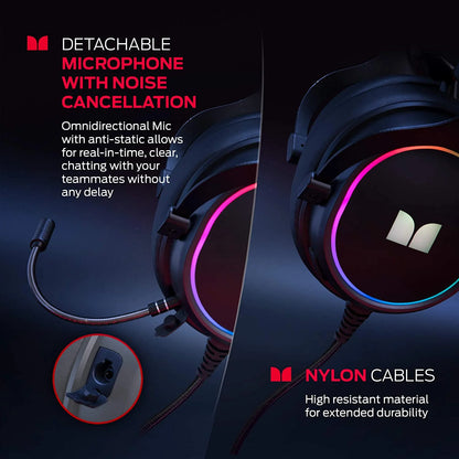 Monster Alpha RGB Gaming Headset – 7.1 Virtual Surround, Detachable ENC Mic, LED Lighting