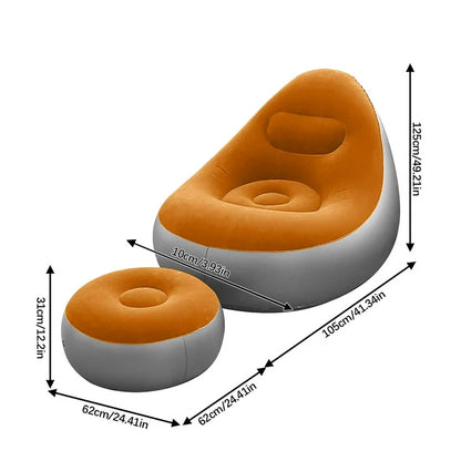 Leedsooy Inflatable Pouf Sofa Chair with Footrest – Single Seat Portable Air Lounge - Smart Gate