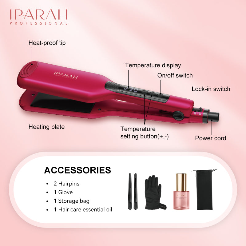 IPARAH P-120 Power Cord Fast Heat Up Professional Electric Wide Hair Straightener Flat Iron - SmartGatelb