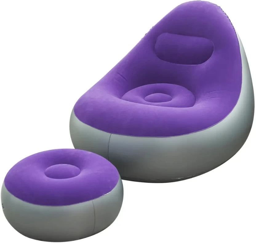 Leedsooy Inflatable Pouf Sofa Chair with Footrest – Single Seat Portable Air Lounge - Smart Gate