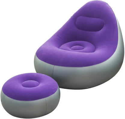 Leedsooy Inflatable Pouf Sofa Chair with Footrest – Single Seat Portable Air Lounge - Smart Gate