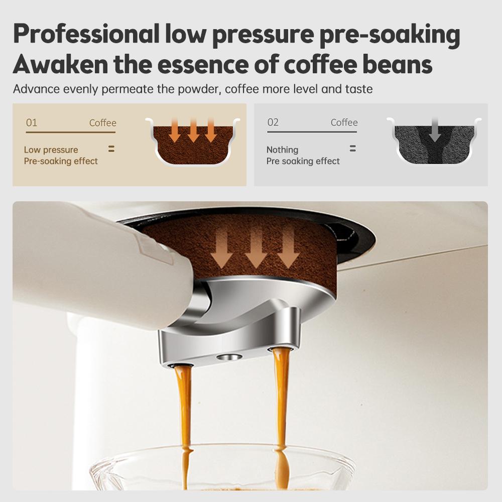 Moccona Espresso Coffee Machine 20 Bar Stainless Steel Espresso Maker with Milk Frother Steam Wand 2 In 1 - SmartGatelb