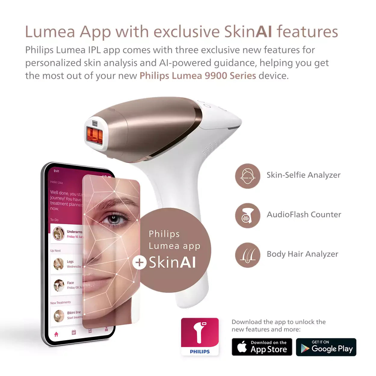 Philips Lumea IPL Hair Removal Device 9900 Series, BRI958/60, With SenseIQ - Smart Gate