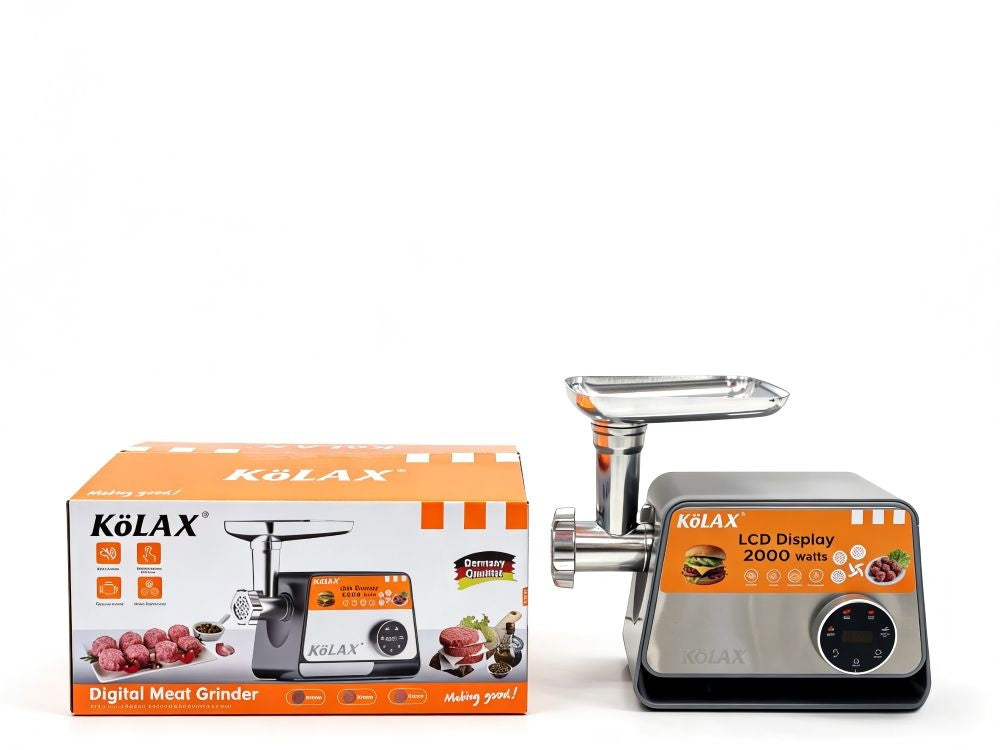 KOLAX Commercial Electric Meat Grinder 3200W – LCD Touch Control | Heavy-Duty Meat Mincer with Sausage & Kubbe Kit