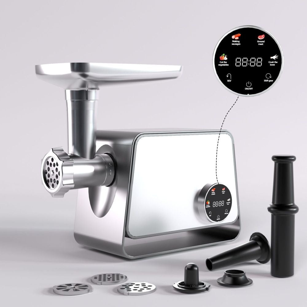 KOLAX Commercial Electric Meat Grinder 3200W – LCD Touch Control | Heavy-Duty Meat Mincer with Sausage & Kubbe Kit