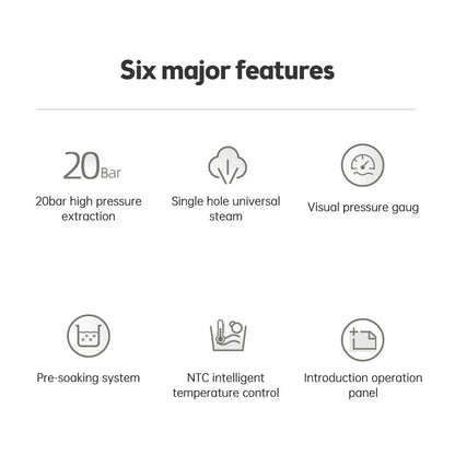 Moccona Espresso Coffee Machine 20 Bar Stainless Steel Espresso Maker with Milk Frother Steam Wand 2 In 1 - SmartGatelb