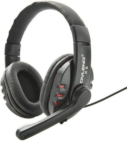 Ovleng X6 Wired STEREO Headphone with Microphone for Computer Games, Black