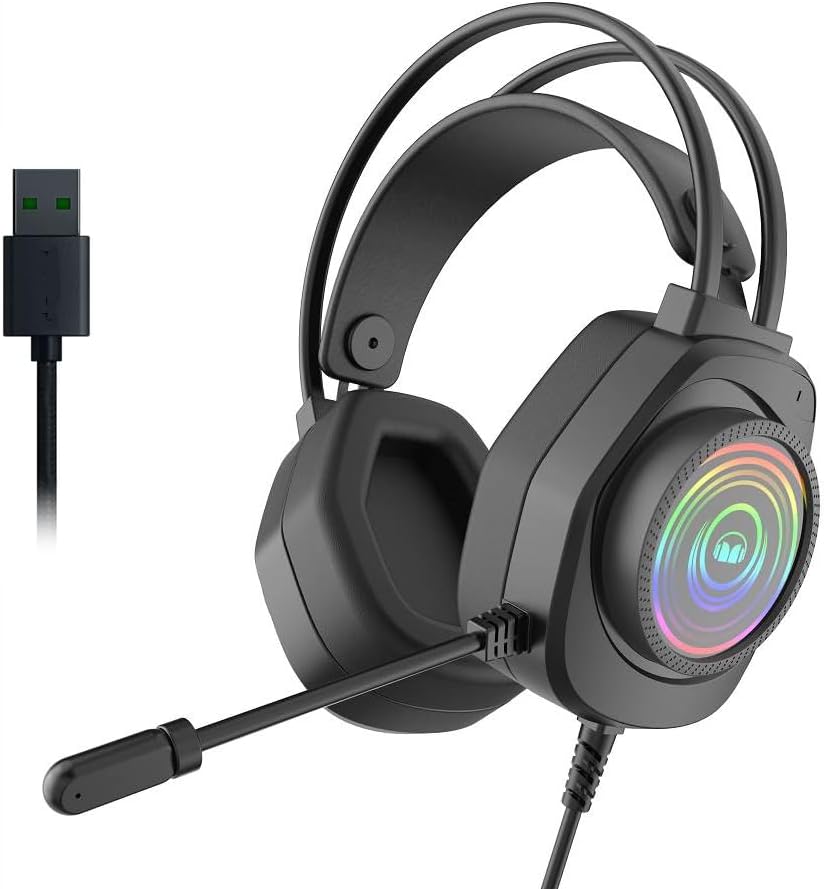 Monster AiRMARS N5 Lite Gaming Headset – 7.1 Virtual Surround, RGB Lighting, Comfortable Fit