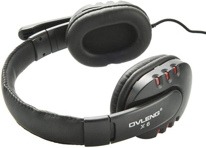 Ovleng X6 Wired STEREO Headphone with Microphone for Computer Games, Black