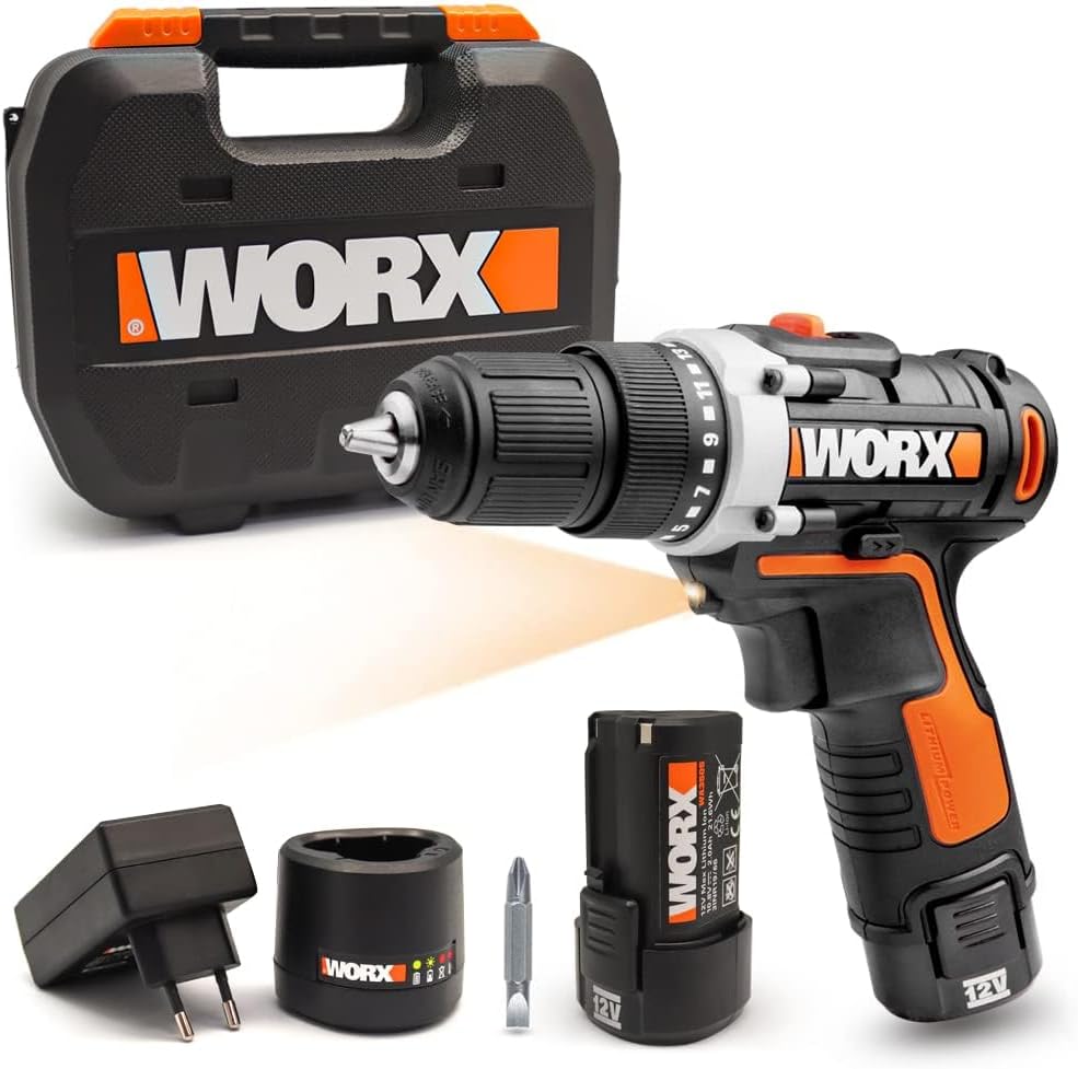 Worx Cordless Drill 12V High Capacity Battery With 2 Batteries - SmartGatelb