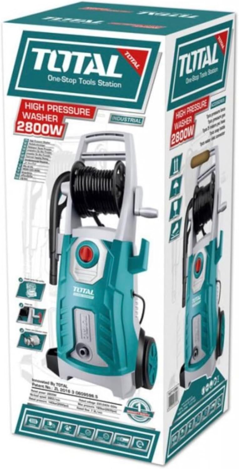 TOTAL High Pressure Washer – 2800W, 180 Bar, Auto Stop System (TGT11266) - SmartGatelb