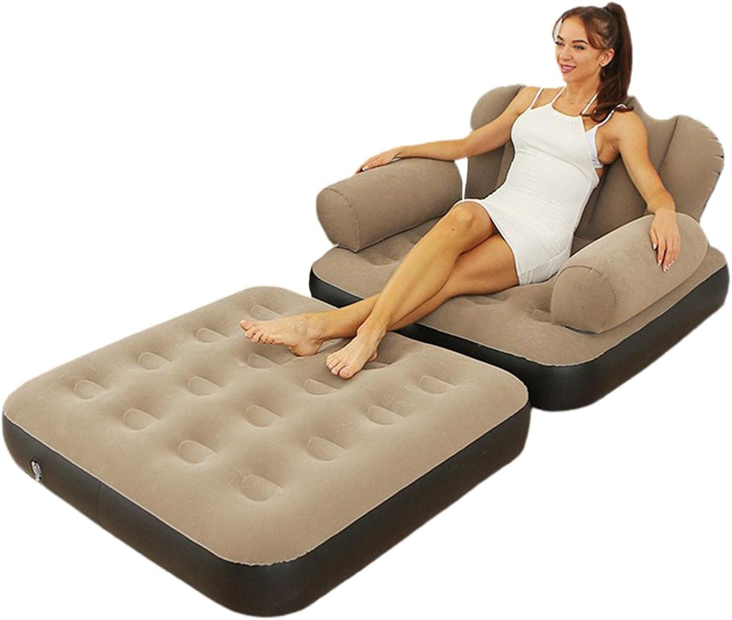 Inflatable L-Shape Sofa Bed with Armrest – Multifunction Air Couch & Sleeper - Smart Gate