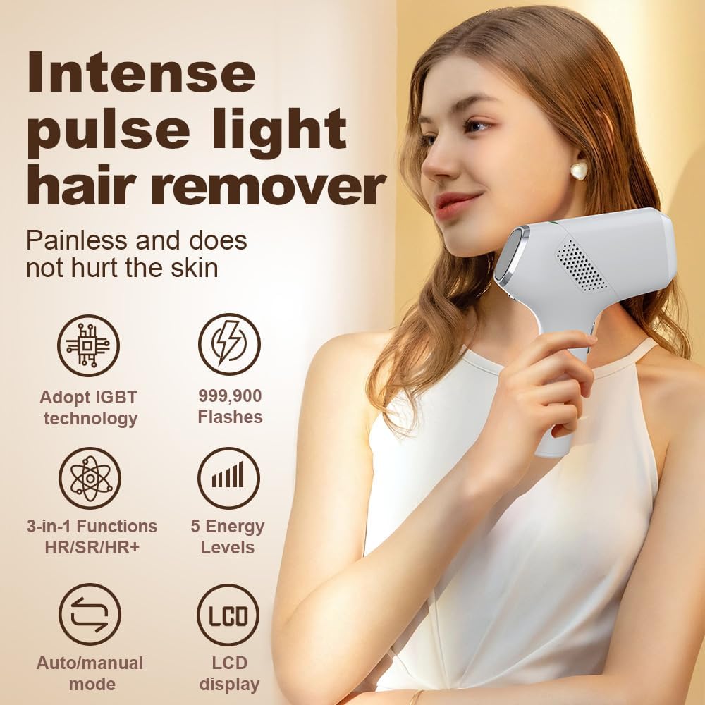 Home Use IPL Hair Removal Device IGBT Hair Removal for Women Permanent Hair Removal Painless Professional Hair Remover for Body Face and Bikini 999900 Flashes - SmartGatelb