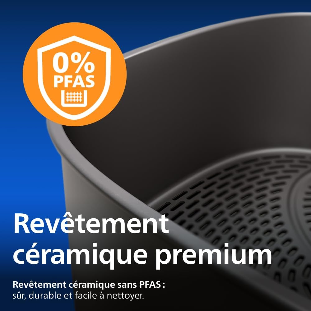 Philips Airfryer Series 5000 Flexible Basket with Removable Divider - Air fryer 9.5L in Megabasket or 3+6L in Double Basket, 28 Cooking Modes, Steam, RapidAir+, Auto SteamClean (NA565/00)