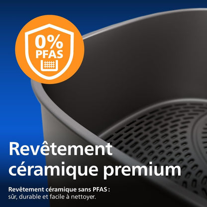 Philips Airfryer Series 5000 Flexible Basket with Removable Divider - Air fryer 9.5L in Megabasket or 3+6L in Double Basket, 28 Cooking Modes, Steam, RapidAir+, Auto SteamClean (NA565/00)