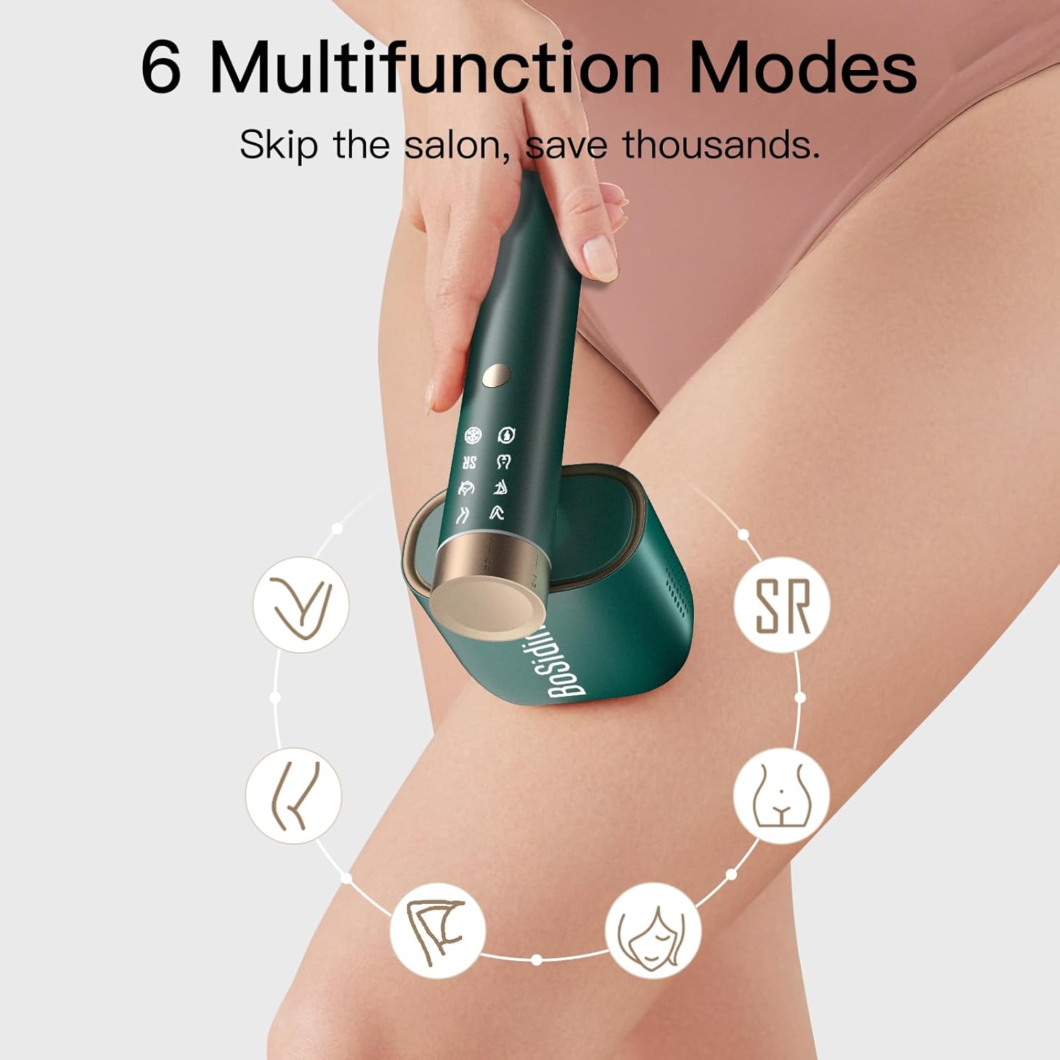 Laser Hair Removal, BoSidin IPL Hair Removal with Painless Ice-Cooling, 2-in-1 Face SR Rejuvenation, 6+1 Modes, 6 Levels Hair Removal - SmartGatelb