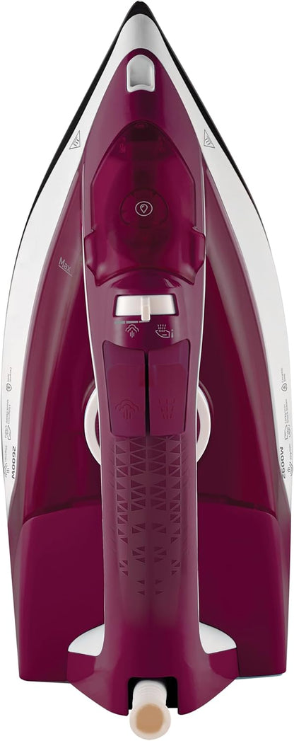 BEKO Iron Steam, 2600 W, Continuous Steam Boost 40 g/min, Ceramic Soleplate, Anti-Lime, Automatic Shut-Off, 240 ml, Garnet Red - SmartGatelb