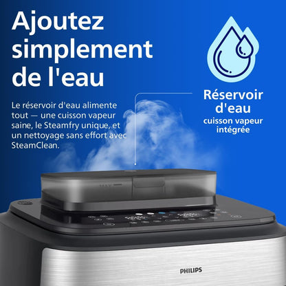 Philips Airfryer Series 5000 Flexible Basket with Removable Divider - Air fryer 9.5L in Megabasket or 3+6L in Double Basket, 28 Cooking Modes, Steam, RapidAir+, Auto SteamClean (NA565/00)