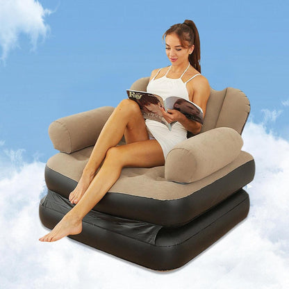 Inflatable L-Shape Sofa Bed with Armrest – Multifunction Air Couch & Sleeper - Smart Gate