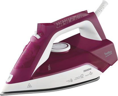 BEKO Iron Steam, 2600 W, Continuous Steam Boost 40 g/min, Ceramic Soleplate, Anti-Lime, Automatic Shut-Off, 240 ml, Garnet Red - SmartGatelb
