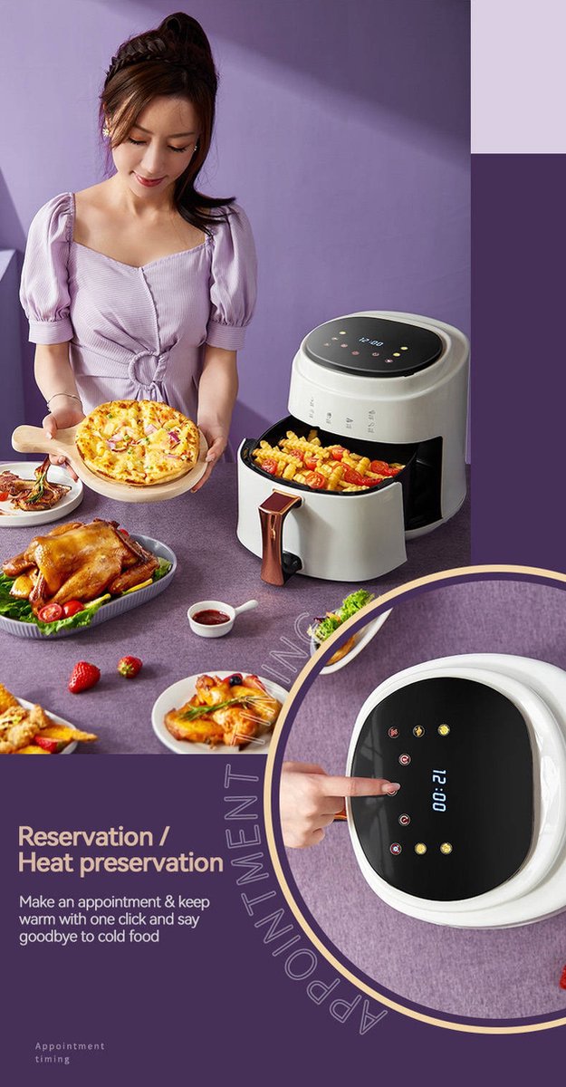 Vizyon Airfryer XXL – 8 L Digital Touch Air Fryer with 10 Auto Programs
