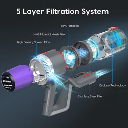 JASHEN V16 Cordless Vacuum Cleaner,Powerful Stick Vacuum with 26Kpa Suction - SmartGatelb