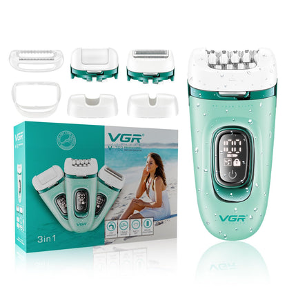 VGR V-762 Professional 3-in-1 Lady Epilator – Epilator, Shaver & Callus Remover | 800mAh | IPX7 Waterproof
