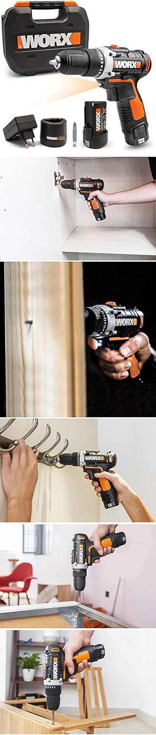 Worx Cordless Drill 12V High Capacity Battery With 2 Batteries - SmartGatelb