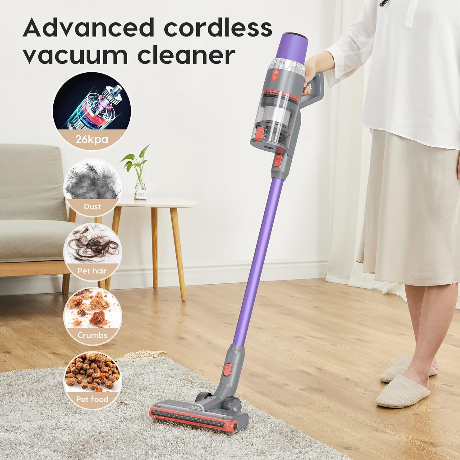 JASHEN V16 Cordless Vacuum Cleaner,Powerful Stick Vacuum with 26Kpa Suction - SmartGatelb