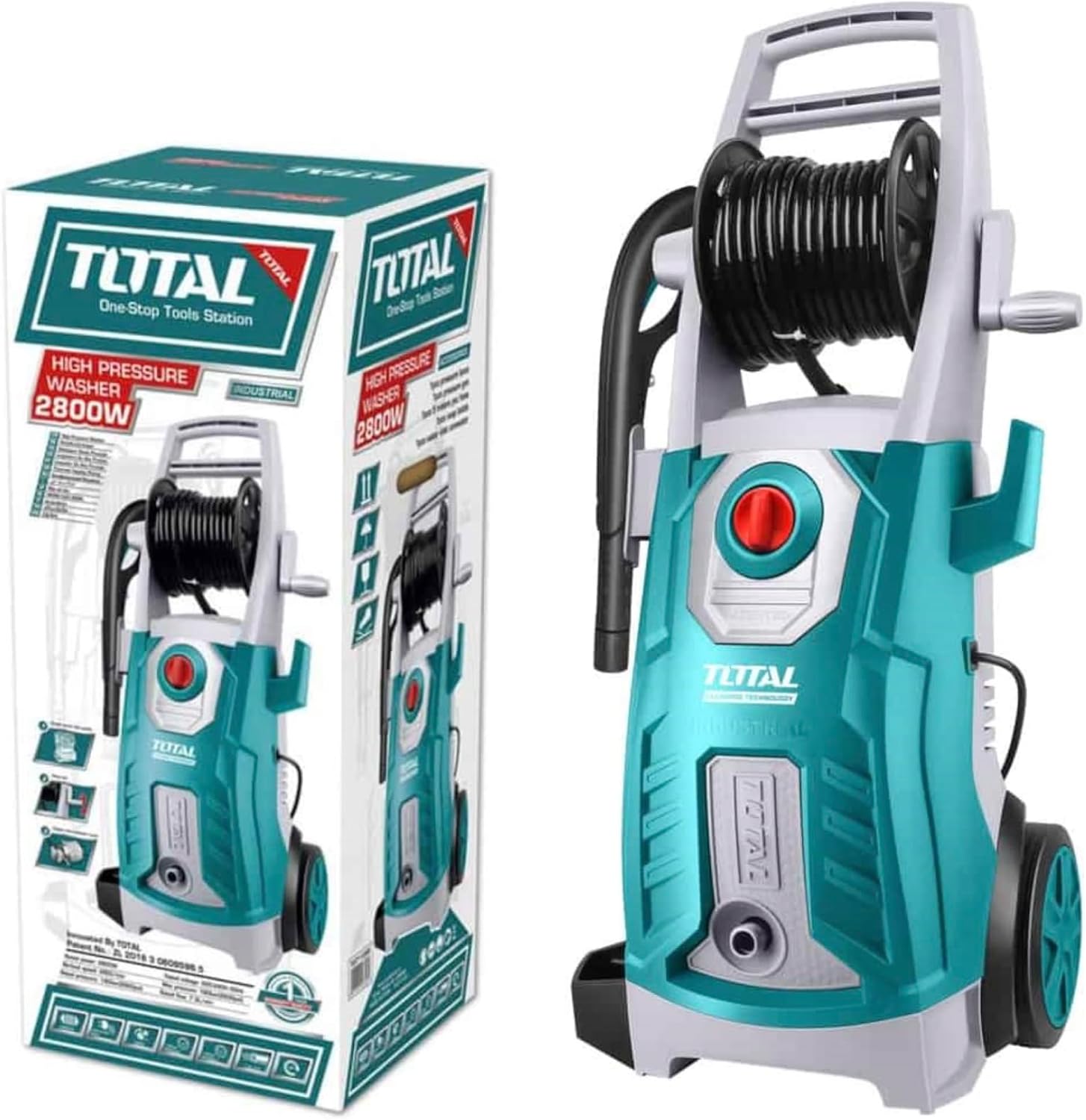 TOTAL High Pressure Washer – 2800W, 180 Bar, Auto Stop System (TGT11266) - SmartGatelb