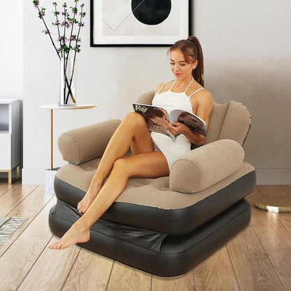 Inflatable L-Shape Sofa Bed with Armrest – Multifunction Air Couch & Sleeper - Smart Gate