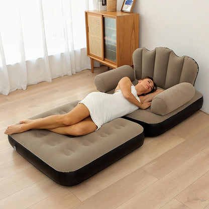 Inflatable L-Shape Sofa Bed with Armrest – Multifunction Air Couch & Sleeper - Smart Gate