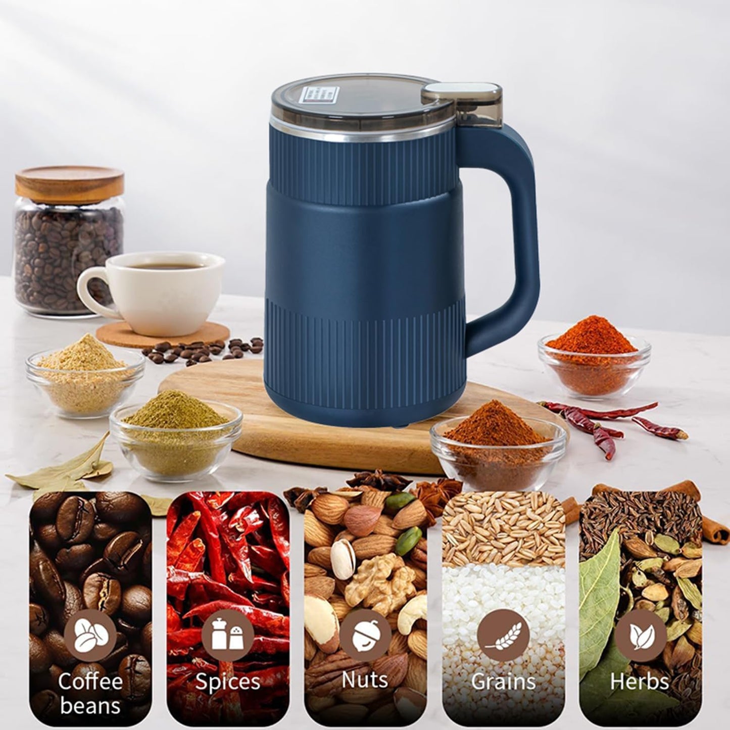 SENAO 800ml Electric Food Grinder – Multifunctional Stainless Steel Chopper with Powerful Motor