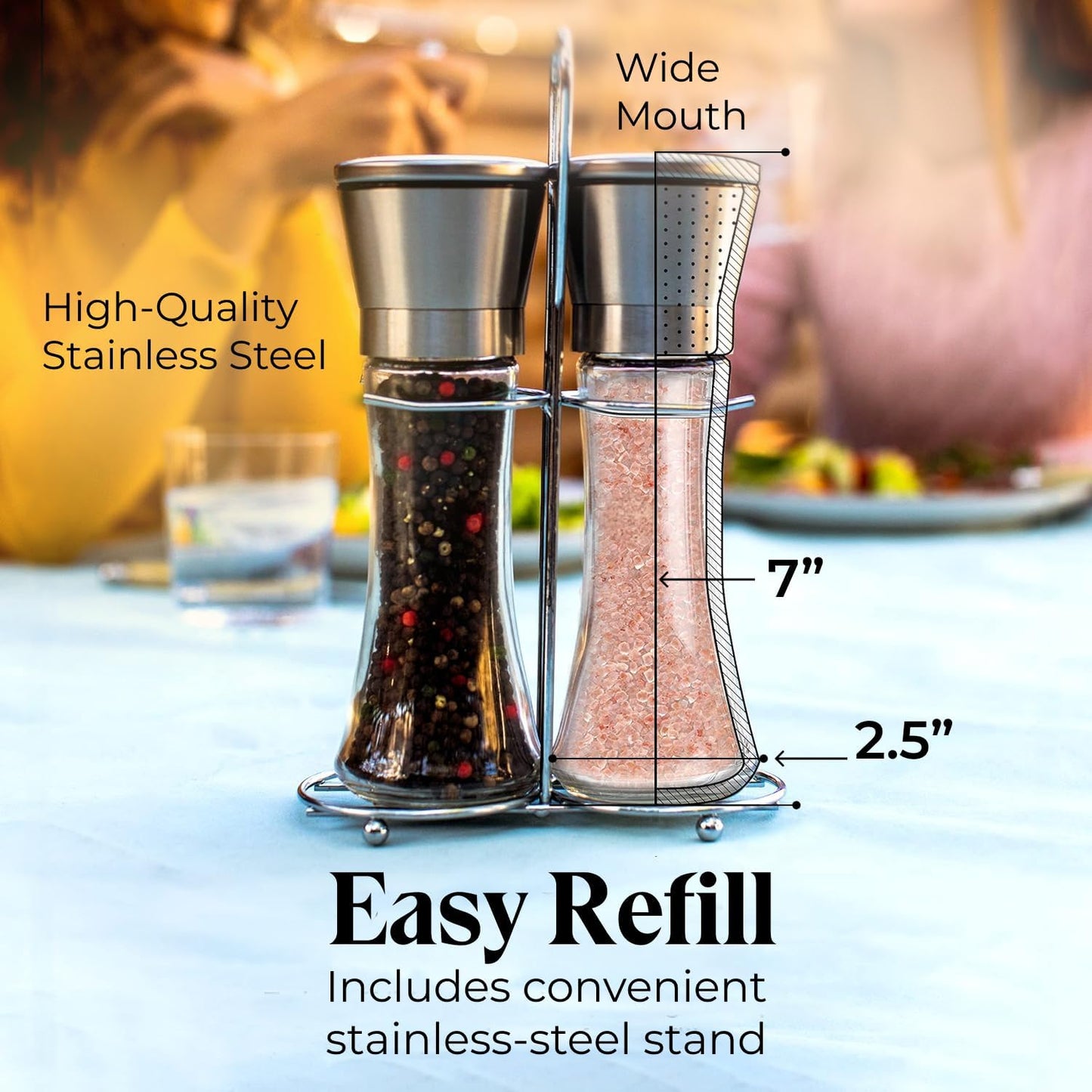 Willow & Everett Salt & Pepper Grinder Set - Stainless Steel - SmartGatelb