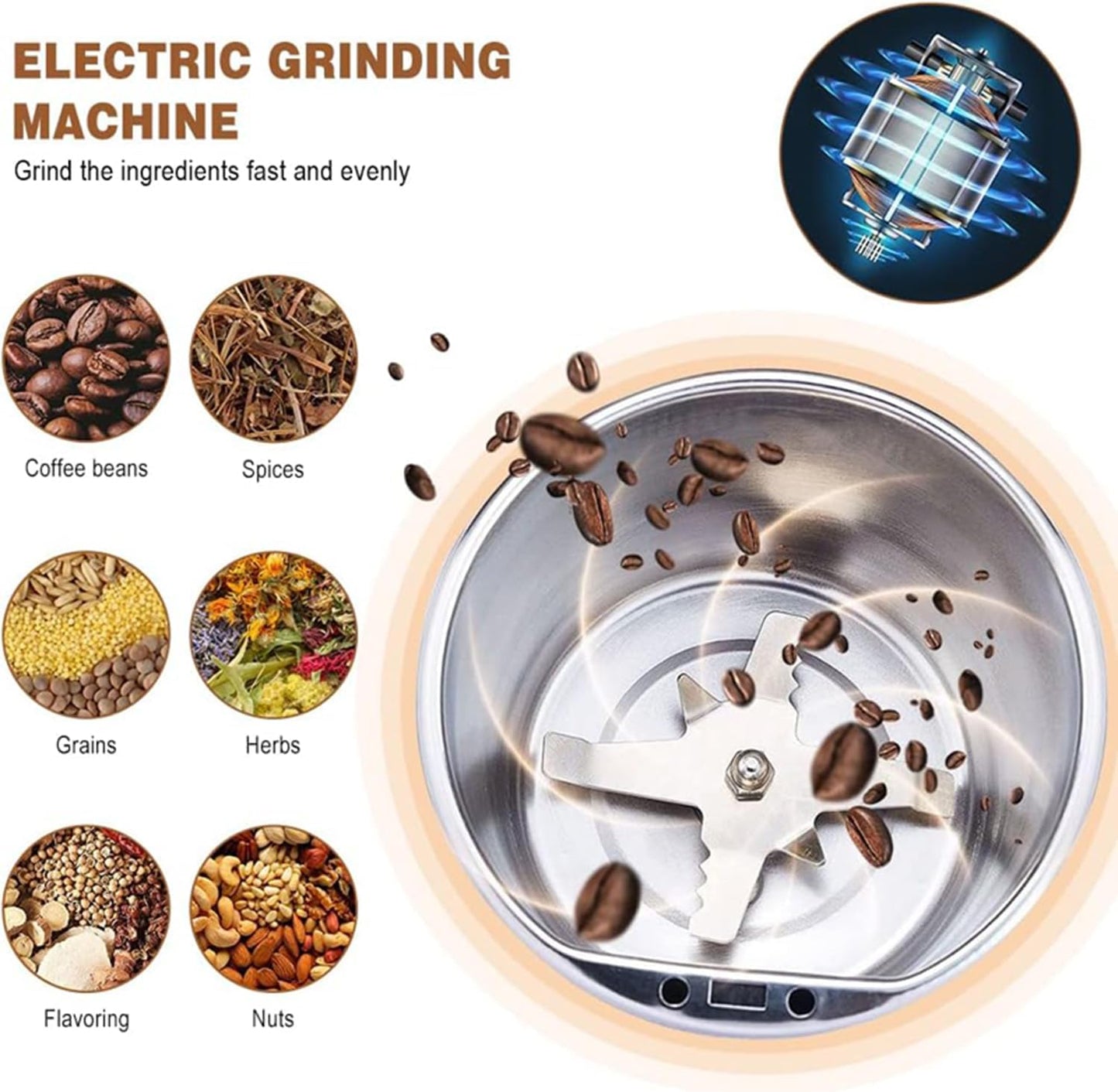 SENAO 800ml Electric Food Grinder – Multifunctional Stainless Steel Chopper with Powerful Motor