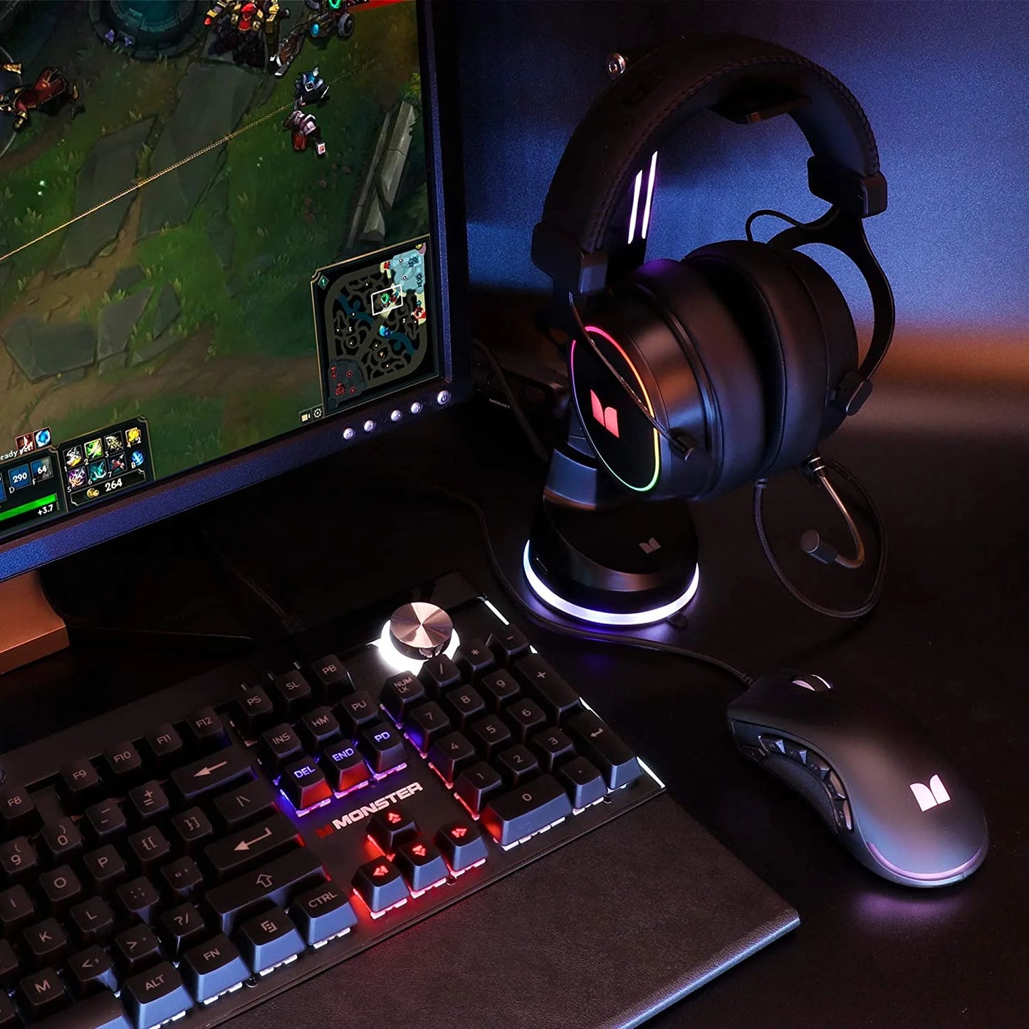 Monster Alpha RGB Gaming Headset – 7.1 Virtual Surround, Detachable ENC Mic, LED Lighting