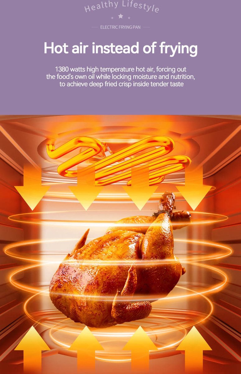 Vizyon Airfryer XXL – 8 L Digital Touch Air Fryer with 10 Auto Programs