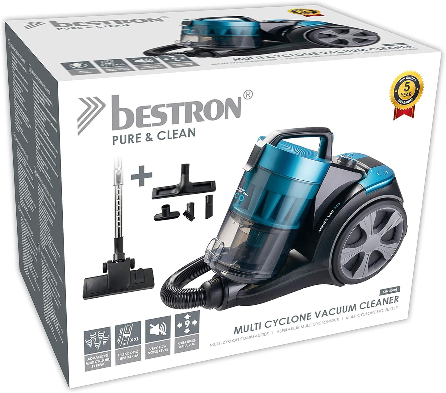 Bestron Multi Cyclone Vacuum Cleaner – Bagless Powerful Suction with Advanced Filtration - Smart Gate