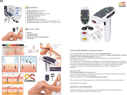 LESCOLTON IPL T006 - Laser Epilator for Long-Lasting Hair Removal - Skin Colour Sensor - 5 Power Levels - 300,000 Pulses - Home Use - Painless - SmartGatelb