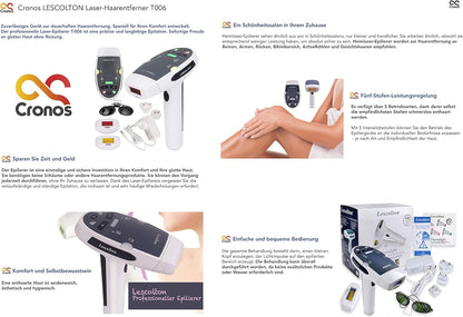 LESCOLTON IPL T006 - Laser Epilator for Long-Lasting Hair Removal - Skin Colour Sensor - 5 Power Levels - 300,000 Pulses - Home Use - Painless - SmartGatelb